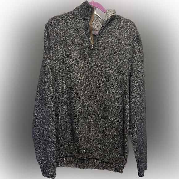 50%off w♥️ 
Chaps 1/4 zip black gray heavy chunky  sweater size XL men #39 - Picture 2 of 10